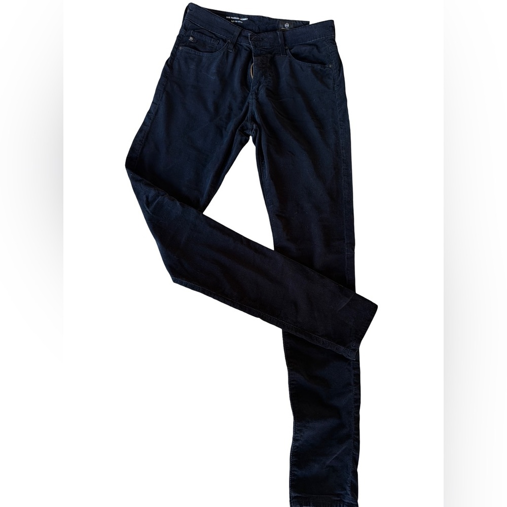 AG Adriano Goldschmied Black Mid-Rise Skinny Fine Corduroy Jeans